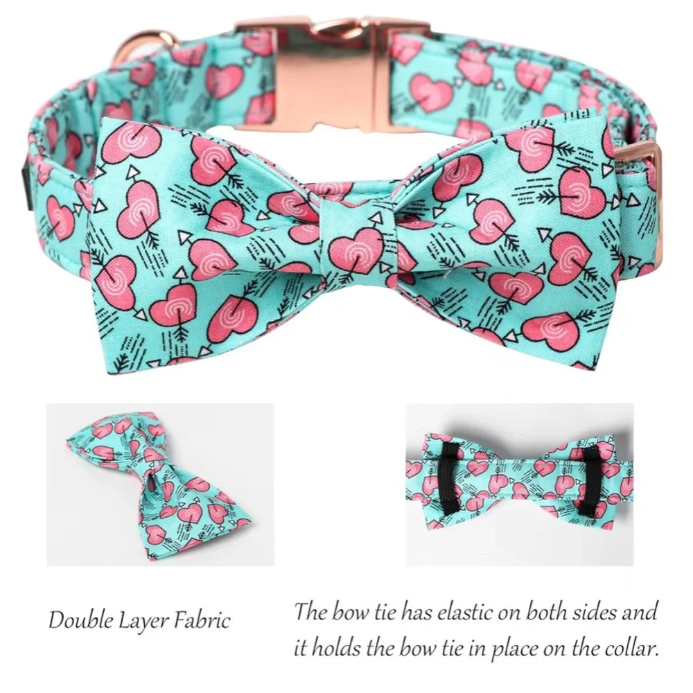 (New) Arrow Heart 💘 Dogs Bow Tie and Collar Set💘Medium Size